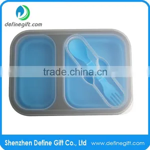 Reusable Food Grade FDA Standard Silicone Collapsible Lunch Containers Compartments thumbnail-2