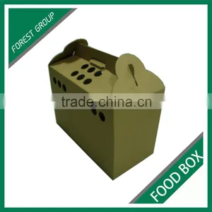 POPULAR USE FOOD INDUSTRY CORRUGATED BENTO PACKING SHIPPING CARTONS WITH HANDLE AND HOLES thumbnail-1