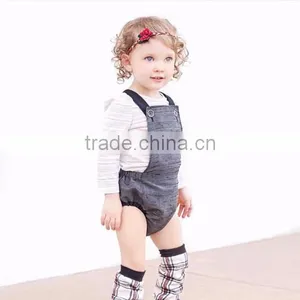 (CR717#grey)boutique Bottom Romper Ribbon Cotton Woven Bodysuit Summer Easter Holiday One Piece Suit thumbnail-3