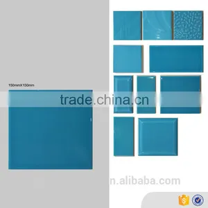 Eagle Brand 15x15mm Blue Tile, Ceramic Bathroom Kitchen Wall Tiles Made in China thumbnail-1