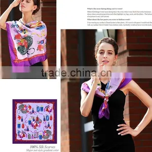 Customized Silk Satin Square Scarf With Perfume Pattern Quality Choice thumbnail-5