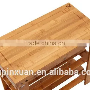 Portable Shoe Rack, Multi-Function Bamboo 3-tiers Storage Rack thumbnail-3