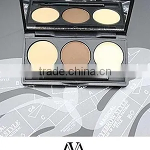 3 Color Eye Brow and Eyeliner Cake Kit Makeup Eyebrow Powder Palette With Eyebrow Brush thumbnail-2