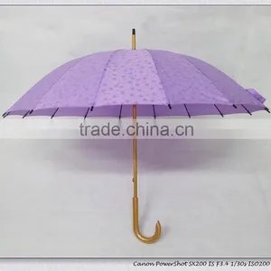 23"*16k Manual Open Wooden Staight Umbrella thumbnail-2