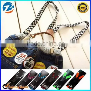 New Fashion Elastic Checker Design Kids Suspenders 4 Clips thumbnail-1