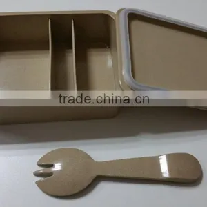 Biodegradable Rick Husk Fiber Lunch Box With Fork thumbnail-1