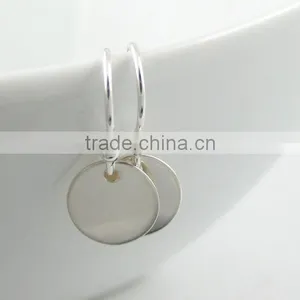 Polished Simple Sterling Silver Discs Disc Hook Earrings thumbnail-2