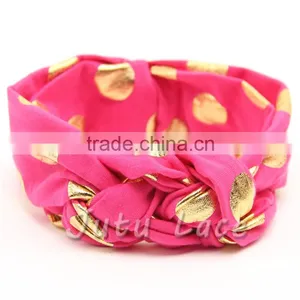 Flashing Gold Dots Bow Headband-polka Dot Hair Bow Headwrap-knotted Kids Stretchy Headwraps thumbnail-6