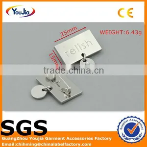 Custom Engraved Logo Hanging Metal Jewelry Tags With Paperclip for Fashion Apperal thumbnail-1
