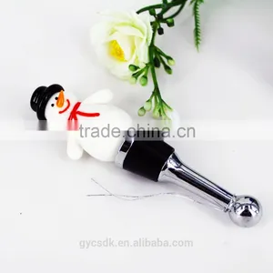 Snowman Theme Murano Glass Wine Bottle Stoppers for Christmas Gifts thumbnail-3