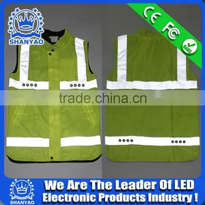 2016 Hot Selling LED Fluorescent Green Refletive Jacket For Road Safety At Night thumbnail-3