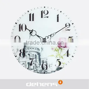 DEHENG Flower Glass Printed Wall Clocks thumbnail-1
