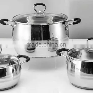 6pcs Stainless Steel Caserole Pot With Black Silicone Casting Handle thumbnail-1
