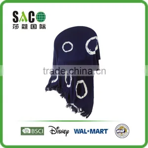 White Circle Printing Navy Acrylic Tessels Scarf thumbnail-1