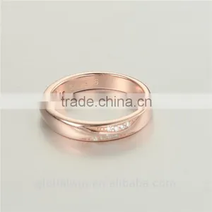 Fashion Ladies Rose Gold Plated Finger Wedding Zircon Ring Jewelry thumbnail-3