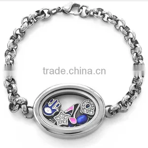 Stainless Steel Jewelry Floating Locket Bracelet thumbnail-1