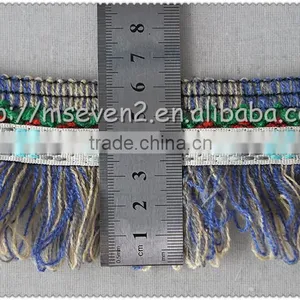 6.3cm Polyester Fringe Tassel, Woolen Fringe Trimming With Jacquard, Decorative Jacquard Tape for Garment thumbnail-2