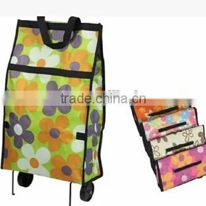 Fold-Up Fabric Rolling Bag Cart With Handles thumbnail-3