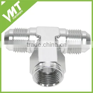 Anodized Blue Aluminum AN Tee Female Swivel on Side thumbnail-3