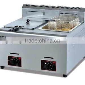 Counter Top Gas Deep Fat Fryer (2-tank&2-basket)/gas Chicken Fryer thumbnail-1