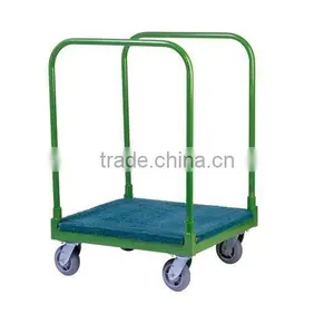 Panel Cart - Green Color Panel Cart With 2 Removable Uprights and With Solid Deck Covering With Carpet and Uprights thumbnail-1