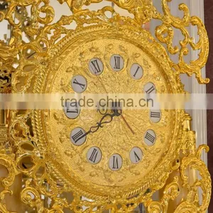 European Copper Grandfather Floor Clock, Metal Pendulum Chiming Clock, Home Decoration Art Clock thumbnail-4