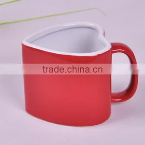 250ml Red Heart Ceramic Mug With Handle Red Coffee Mug Red Drinking Mug thumbnail-2
