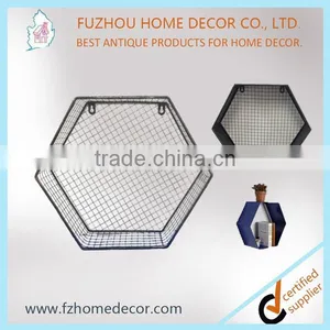 Decorative Metal Round Cube Wall Shelf With Divisions and Meshes thumbnail-2