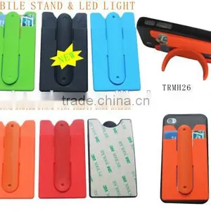 Hot Sale 3M Sticker Silicone Cell Phone Stand With Credit Card Holder thumbnail-1