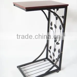 RH-4424 Metal Accent Wooden Table Vine Leaf Design Modern Sofa Side Table thumbnail-4