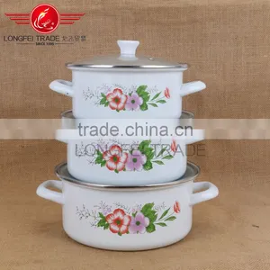 020856 New Design Hot Sale 3pcs Enamel Cookware Set With Glass Lid thumbnail-1