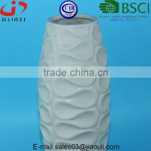 Matte Grey Ceramic Vase With Embossed Wave Design thumbnail-3