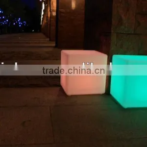 LED Colorful Decorative Plastic Cube Chair thumbnail-1