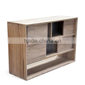 Buffet Console Minimalist Sliding Door Teak Wood Furniture for Hotel thumbnail-2