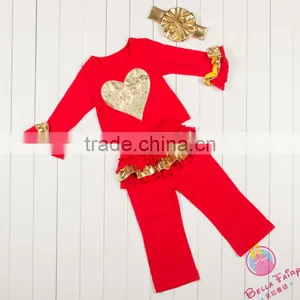Wholesale High Quality Golden Autumn Outfits for Baby Girls Christmas Outfits for Infant Girls thumbnail-5