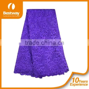 Royal Blue Chemical China Embroidery Lace Fabric Beaded Guipure Lace Cupion Lace CP0011 thumbnail-5