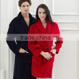 Womens and Mens Hotel Coral Bleece Bathrobe thumbnail-1