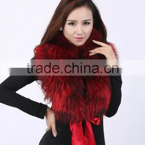 2016 New Faux Fur Collar Fox Fur Scarves Imitation Raccoon Fur Scarves Wool Shawl Winter Woman thumbnail-3