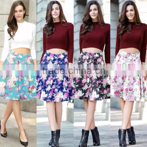 Z&M Women Floral Print Vintage Pleated Fashion Skirt thumbnail-2