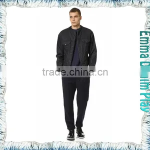 Men's Black Leather Look Denim Jacket Airport Fashion thumbnail-4