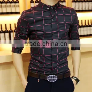 Thin Section Plaid Shirt With Short Sleeves thumbnail-1