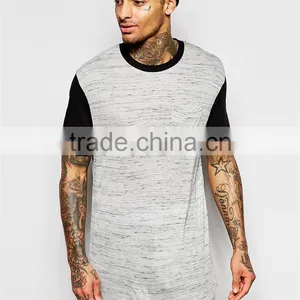 Shandao New Design Heather Cotton Longline Curved Hem Short Sleeve O-Neck Online Shopping India Tshirt thumbnail-2