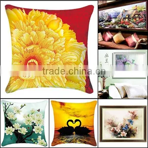 Wholesale Price Handmade Home Decor Multicolor Flower Pattern Cotton Cross Stitch Cushion Kits Square Throw Pillow thumbnail-1