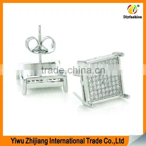 2017 New Fashion Inlay Zircon Platinum Plating 64 Grains of Drill Square Earrings thumbnail-2