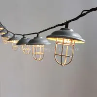 Garden Decor Light-Decorative Galvanized Hood & Wire Cage String Light 10ct thumbnail-1