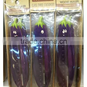 Novel Promotional Cute Creative Customs Eggplant Carrot Donut Shape Wooden Ruler thumbnail-3