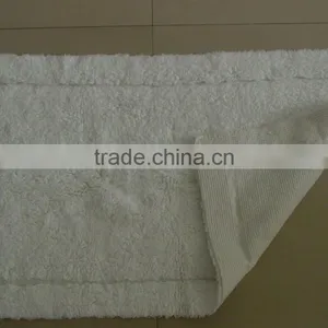 Hotel Antislip White Cotton Bath Rug With Rubber Bottom thumbnail-4