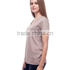 Wholesale Fashion Womens Lastest Design T-Shirt,Custom Casual Pure Color Plain T-shirt For Women thumbnail-3