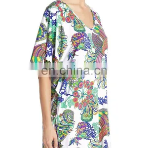 C74 Custom Print Tunic Beach Cover Up thumbnail-2