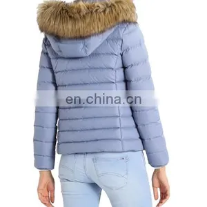 Factory OEM Short Warm Padding Winter Jacket Women With Fur Hood thumbnail-3